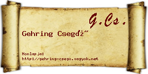 Gehring Csegő névjegykártya